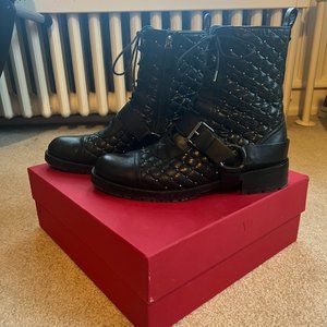 Valentino Garavani Candystud Black Combat Boots size 9
